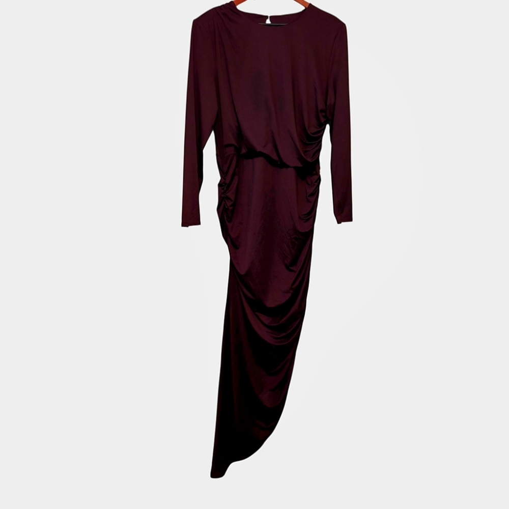 Veronica Beard Tristana Midi Dress Ruched Asymmetric Oxblood Size 16 NWT $498 - Picture 11 of 16